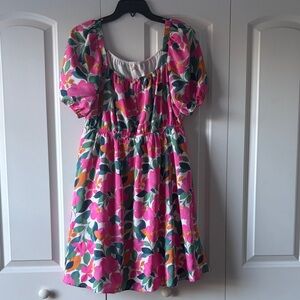 JODIFL Pink and Green Floral Dress Women’s Size Large